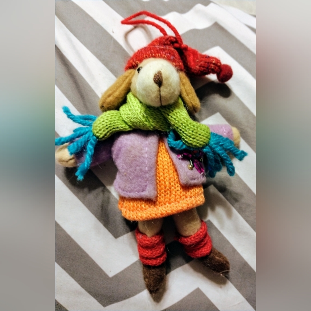 New Felt & Knit Dressed Dog Ornament